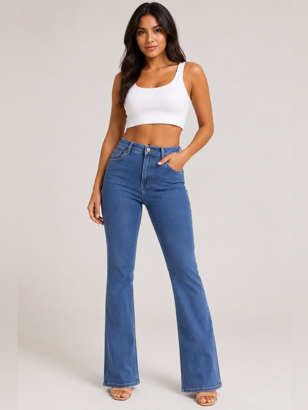 Old Navy Mid-Rise Boot-Cut Jeans Women’s Size 8 Tall Stretch Denim #1053